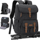 RAINSMORE Camera Bag Backpack for DSLR/SLR Mirrorless 15.6 Inch Laptop Camera Back Pack for Photographers Anti-Theft Photography Bags Case with Tripod Holder & Rain Cover, Black