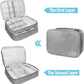 Electronics Travel Organizer,Large Double Layer Portable Waterproof Travel Organizer Bag for Charging Cable Storage,Ipad,Power Bank,Hard Drive etc,for Travel,Business,5pcs Cable Ties-Grey