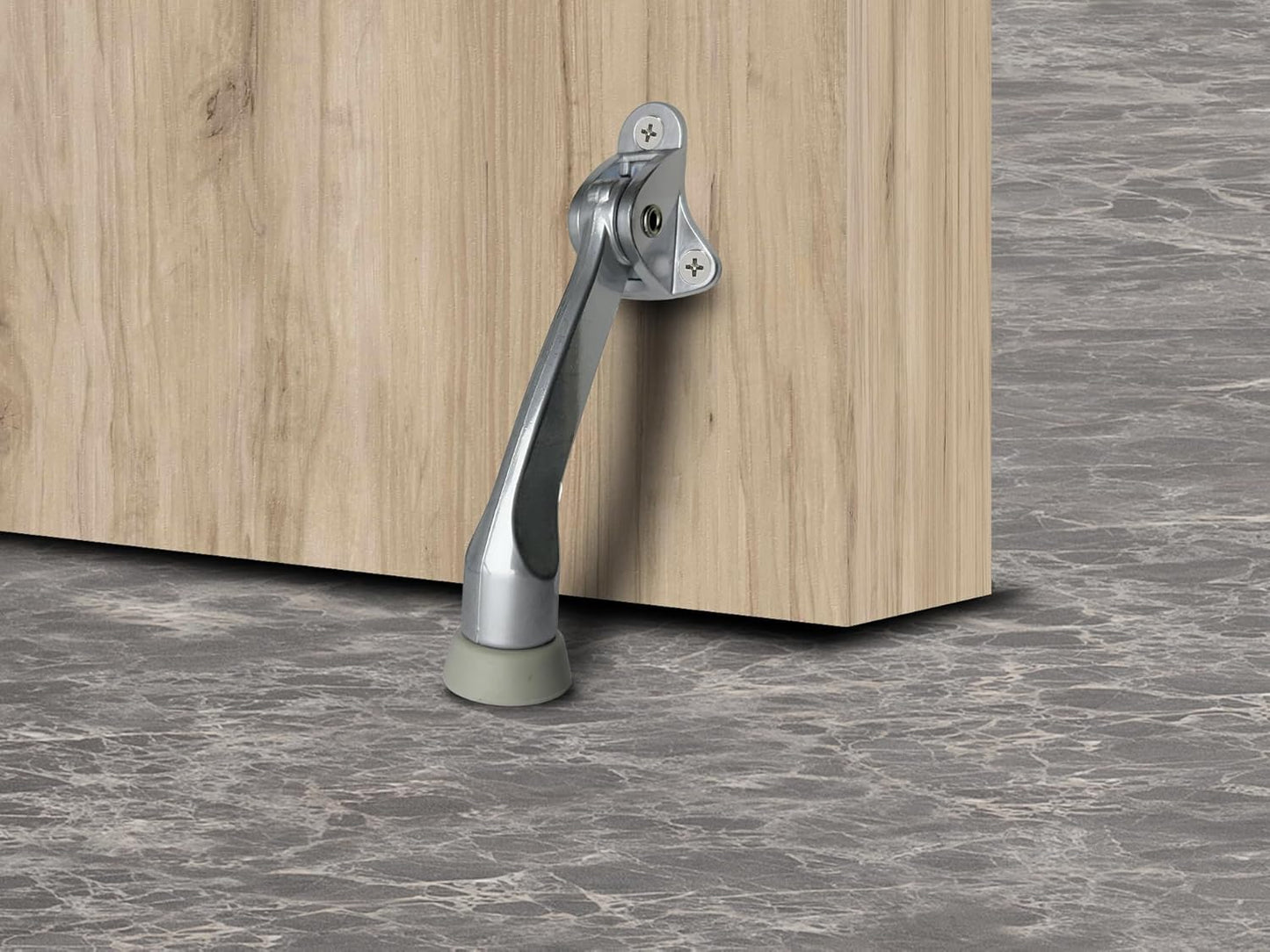 QCAA Heavy Duty Kickdown Door Stopper, 4", Zinc Die Cast, Satin Chrome, 8 Pack, Made in Taiwan