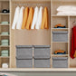 Large 22 Quart Linen Fabric Foldable Storage Bin Cube Organizer Basket with Flip-Top Lid & Handles, Clothes Blanket Box for Home, Office, Closet, Gray, 4 Pack 14.6 x 9.5 x 9.5”