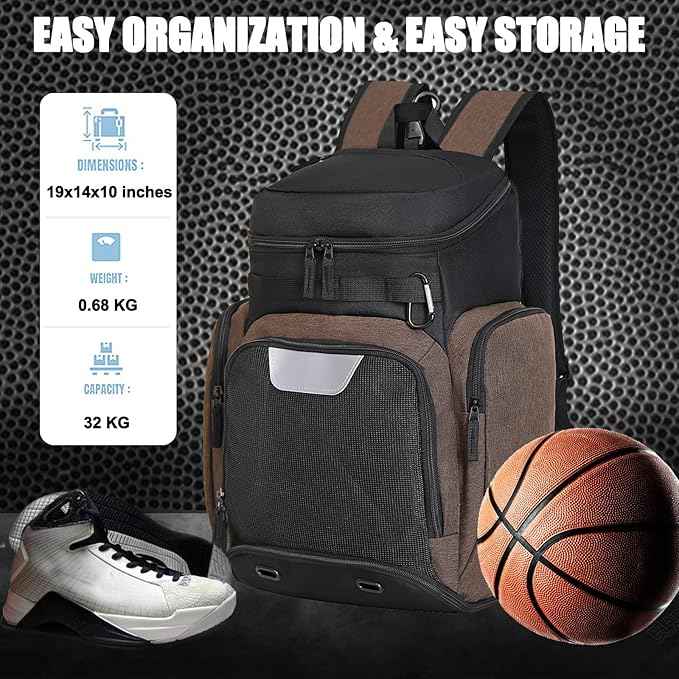 LARIPOP Basketball Backpack Bag with Ball Compartment Ventilated Shoe Compartment for Men Youth Soccer Volleyball Training