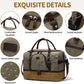 Nerlion Green Large Weekender Overnight Duffel Bag with Shoe Compartment and Leather Accents - Roamly