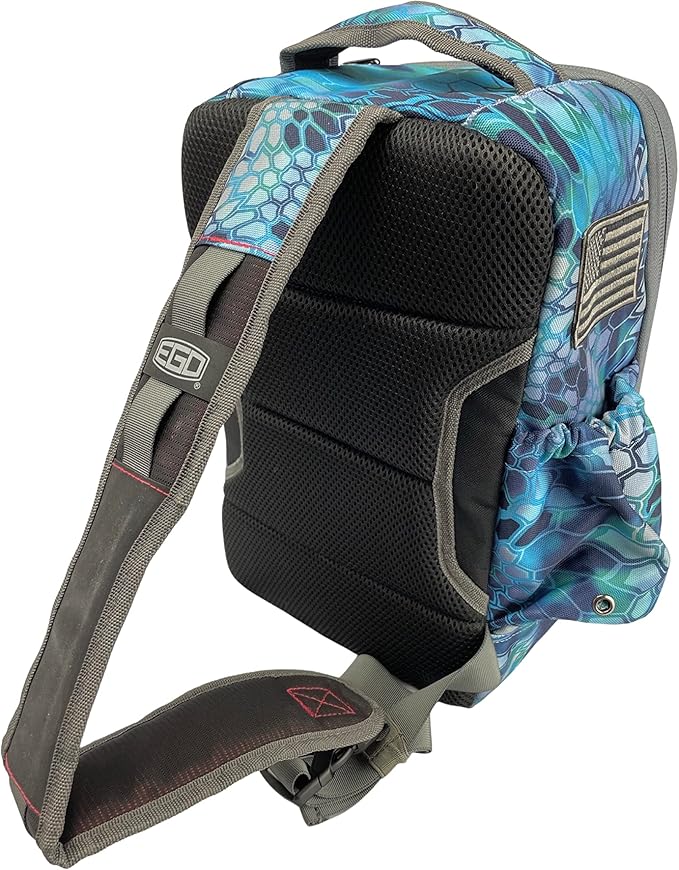 EGO Kryptek Tactical Tackle Box Backpack, Durable Fishing Tool Bag, 1000D Nylon Fabric with PVC Back, Water-Resistant, Multiple Storage Pockets, Laser-Cut Molle Loops, Includes 4 Tackle Trays