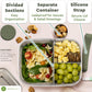Everusely - Bento Box - Sage, 60oz / 1.8 L - Stainless Steel Lunch Box with Leakproof Condiment Container - 3 Compartment Snack Organizer for On the Go Meals - Freezer & Dishwasher Safe