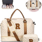 Initial Duffle Bag, Personalized Weekender Bag with Shoulder Strap, Monogram Overnight Bag for Women Wet Pocket, Letter Travel Bag with Makeup Bag Gifts for Niece (Letter R) - Roamly
