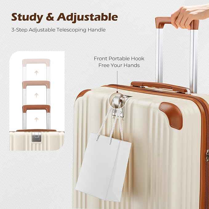 Luggage Set 6 Piece with Cup Holder,Hardshell TSA Lock Spinner Wheels Carry on Lightweight Suitcase，Hook and YKK Zippers for Valentine Gifts(Dark Green, 6 piece sets（14/20/24/28/DB/TB）)