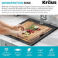KRAUS Bellucci 18-inch Granite Workstation Drop In Top Mount Single Bowl Kitchen Sink in Metallic Black with Accessories, KGTW12-18MBL
