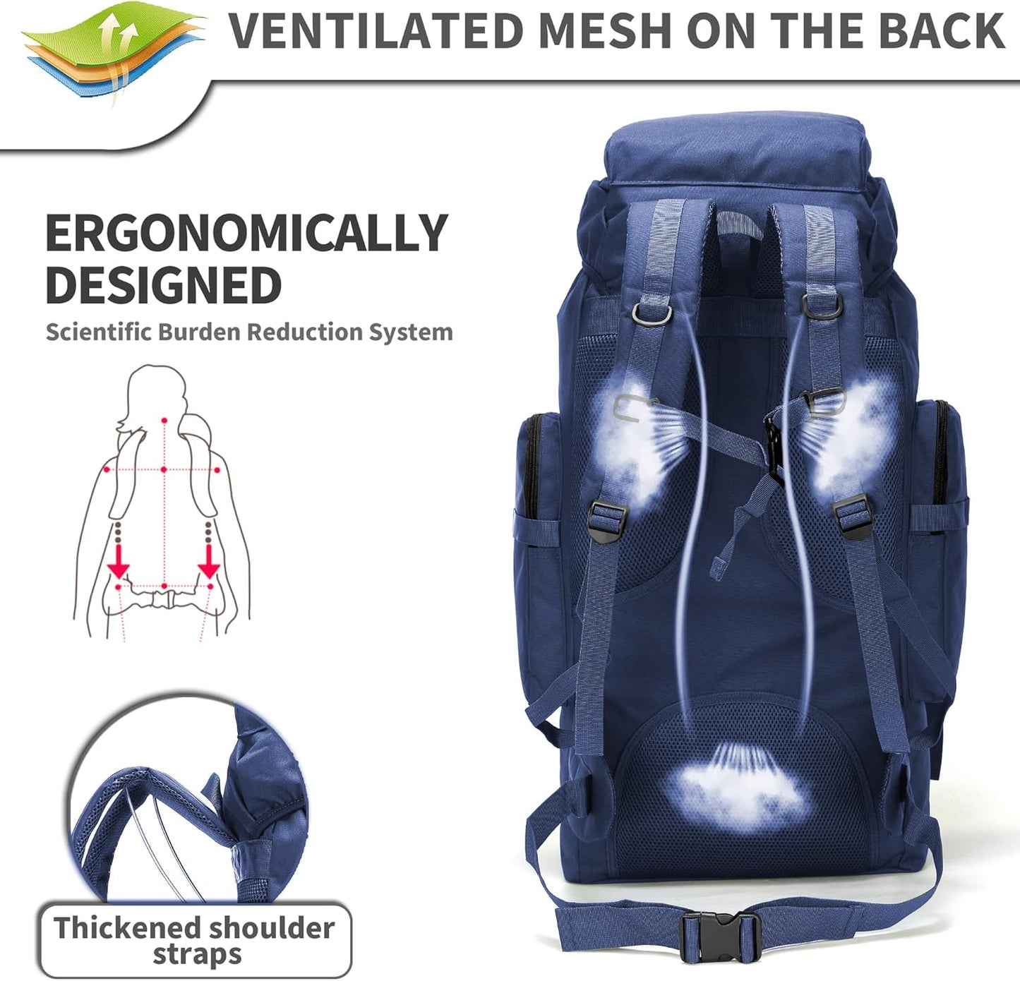 King'sGuard 70L Camping Hiking Backpack Tactical Backpack Military Molle Rucksack Backpack for Outdoor - Roamly