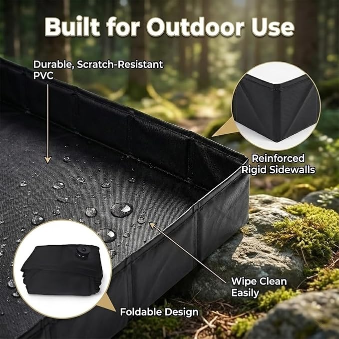 Upgraded Portable Shower Pan 41" x 41" x 5", Foldable Camping Shower Base with Waterproof Storage Bag, Dual Drain Holes, for RV Camping Outdoor Indoor & Portable Showers