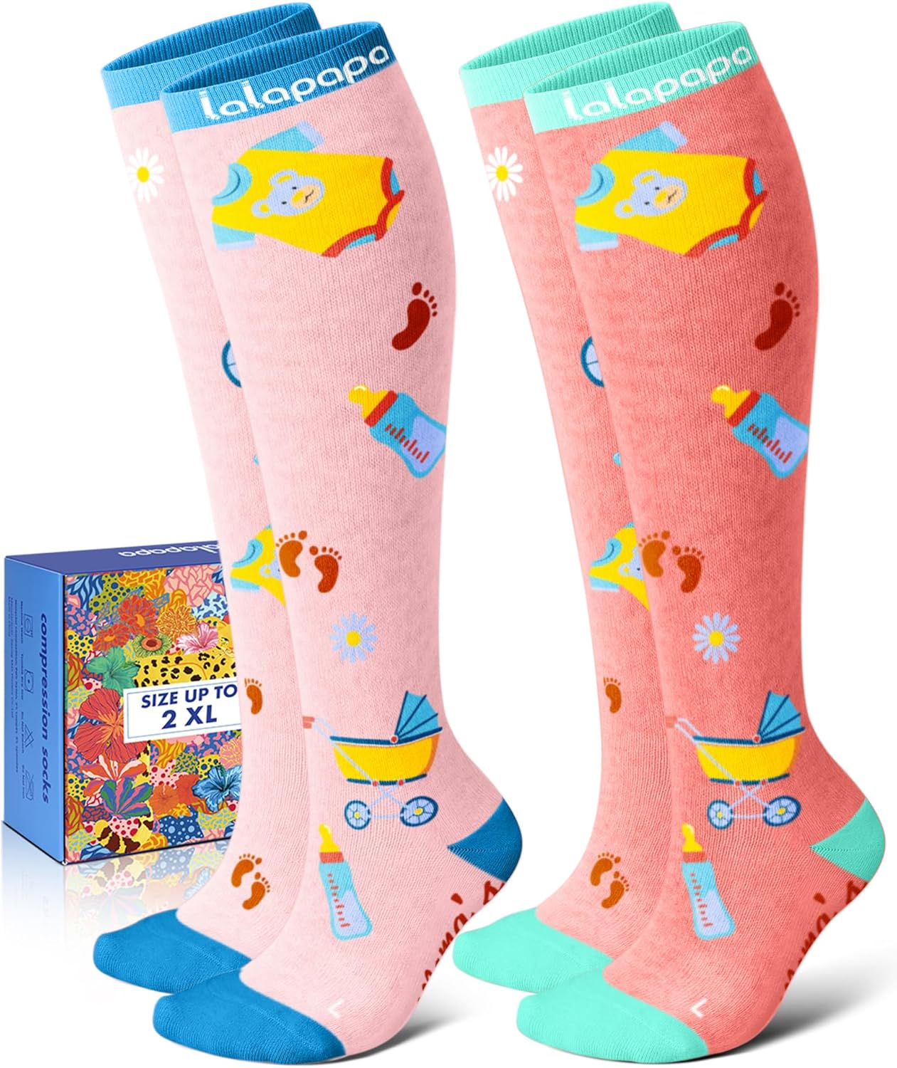 Thick Soft Cotton Compression Socks for Women Men 15-20mmHg Knee High Breathable Cotton Socks for All Day Comfort