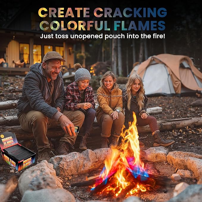 Magical Flames Fire Color Changing Packets Fire Pit, Fire Color Packets for Camping Essentials, Campfire, Bonfire & Fireplaces, Campfire Accessories