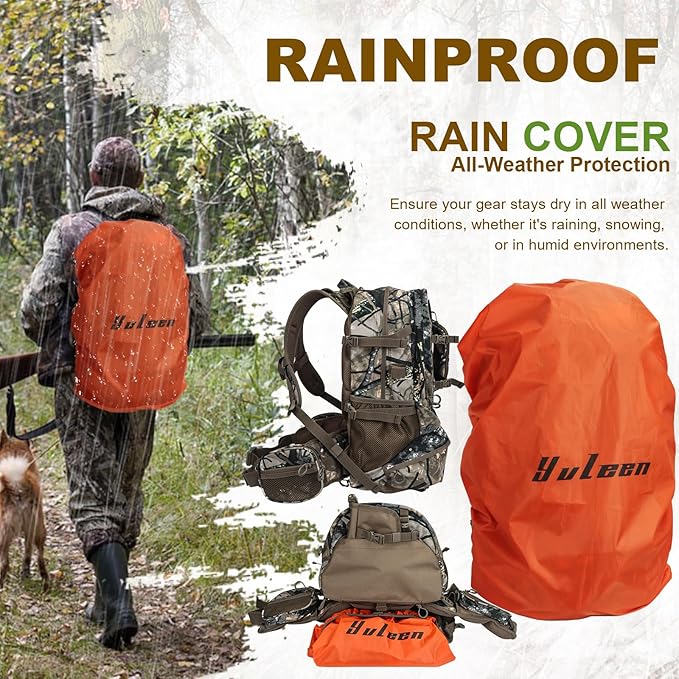 YVLEEN Hunting Backpack, Durable Camo Hunting Packs for Men, Large Capacity Hunting Day Pack for Rifle Bow Gun
