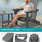 SERWALL Folding Adirondack Chair, Dual Cup Holders & All-Weather HDPE, Wood-Like Patio Chair for Backyard, Camping，Pool & Fire Pit- Grey