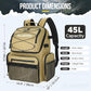 PLUSINNO Cooler Fishing Backpack with Rod Holders 45L Large Water-resistant Fishing Tackle bag Store Fishing Gear Fishing Gifts for Men Father, Sport Bags