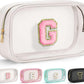 YOOLIFE Initial Make Up Bag Travel Toiletry Bag, Clear Makeup Bag Preppy Cosmetic Bag Travel Essentials Gifts for Women Teen Girlfriend Teacher Mom Birthday Daughter Gifts Swim Gifts For Girls White G