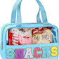 Snack Bag for Travel - Chenille Letter Clear Makeup Bag, Large Preppy Patch Snack Cosmetic Bag with Handle and Zipper, Cute Makeup Pouch Nylon&PVC Waterproof Toiletry Organizer Storage for Women Girls