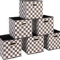 Household Essentials Fabric Storage Bins 6 Piece Set, Checkerboard White and Black