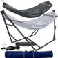 Tranquillo Combo x2 Hammocks with Stand for Outside & Tree Straps, Heavy Duty Hammock with Stand 600lbs for Indoor Outdoor Patio Backyard, x2 Hammocks for 2 Person, Portable Carrying Bags, Gray