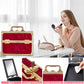 Makeup Train Case, Portable Makeup Case with Mirror, 2-Trays Cosmetic Organizer Case,Nail Polish Organizer, Travel Makeup Box, Profesional for Salon Barber, Pattern Red