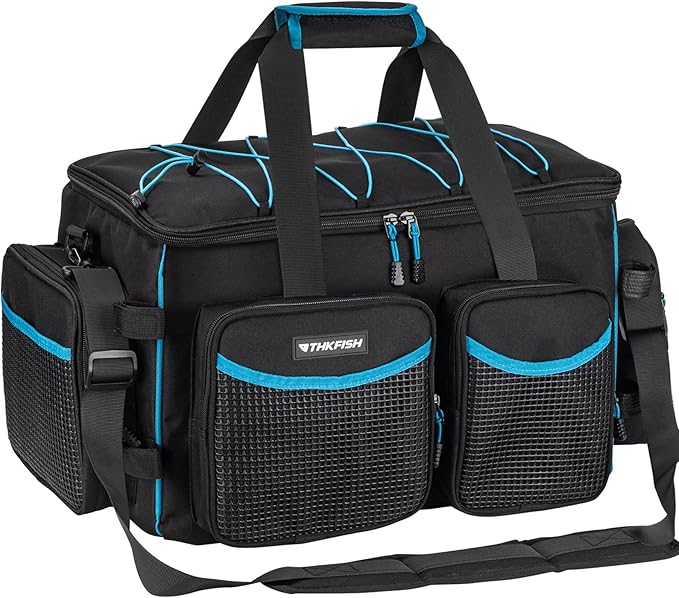 THKFISH Fishing Tackle Bag for 3600/3700 Tackle Box, Waterproof Soft Bottom Large Tackle Box Bag Saltwater & Freshwater Fishing Bags