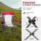 ALPHA CAMP Oversized Mesh Back Camping Folding Chair Heavy Duty Support 350 LBS Collapsible Steel Frame Quad Chair Padded Arm Chair with Cup Holder Portable for Outdoor (Red/Grey)