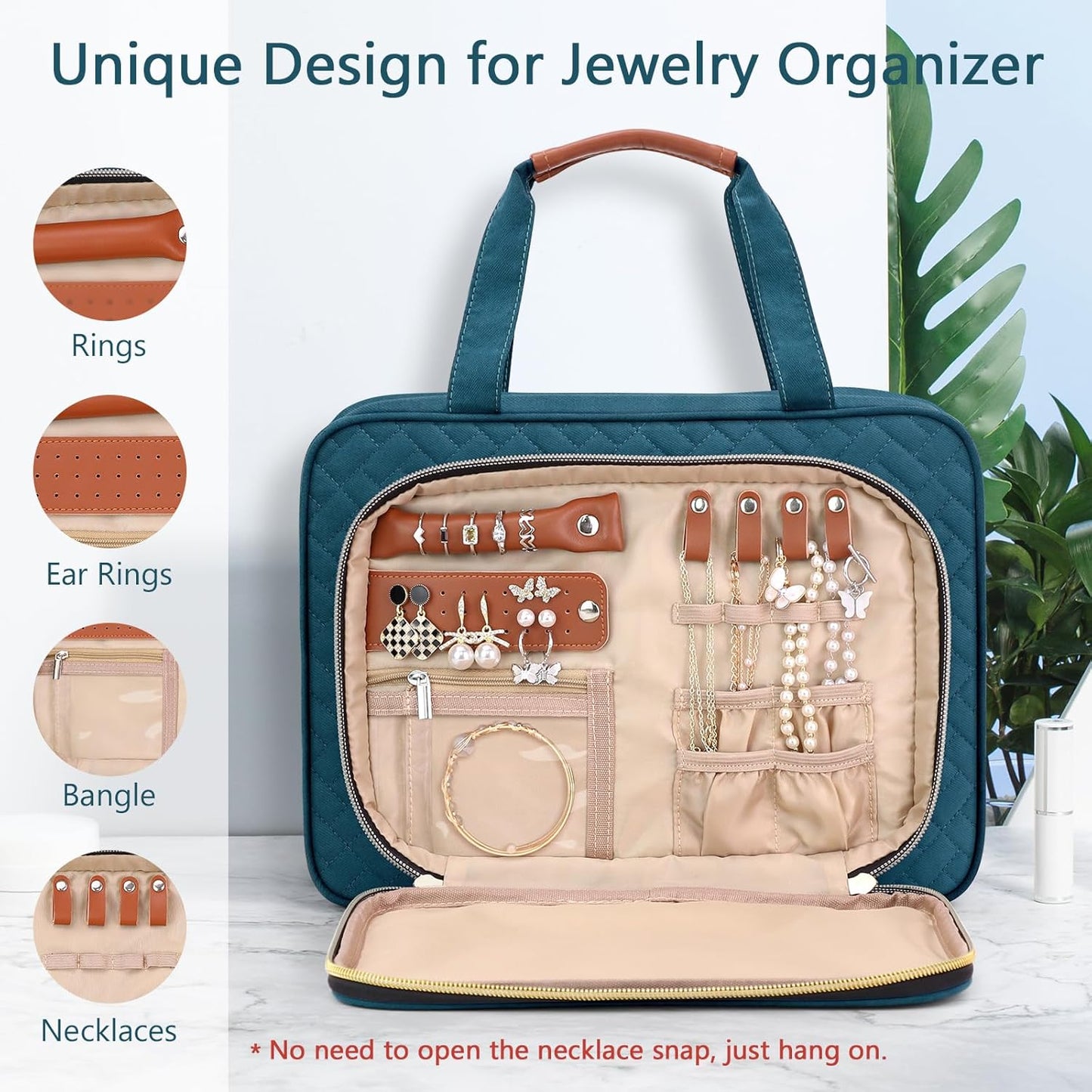 Wedama Toiletry Bag for Women, Hanging Travel Toiletry Bag with Jewelry Organizer Compartment Large Makeup Bag, PVC Waterproof Cosmetic Travel Bag for Travel Business Trips Camping Bathroom, Blue - Roamly