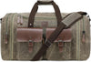 Waxed Canvas Duffle Bag for Men 50L Travel Duffel Bags Expandable Genuine Leather Duffel Overnight Weekender Carry On Bag Two Zipper Pockets Travel Bag (Vintage Grey, Large-50L) - Roamly