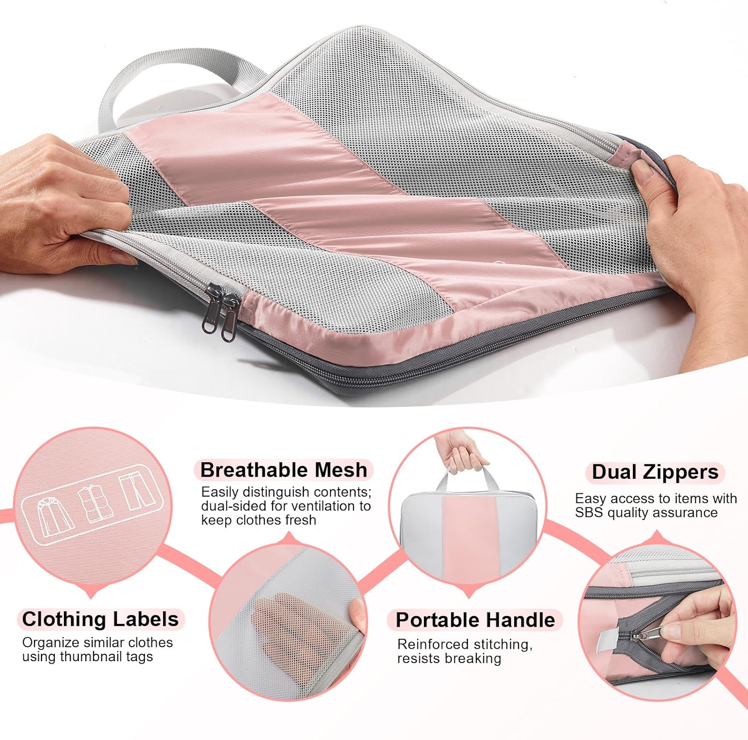 10 Set Compression Packing Cubes for Travel Essentials Women Mom,Compressible Expandable Packing Cubes for Suitcase,OlarHike Luggage Organizer Bags for Travel,Handy Helper for Organizing Clothes(Pink) - Roamly