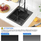13 x 15 inch Drop in Bar Sink Black, Small Topmount Kitchen Sink Single Bowl 18 Gauge Handmade Wet Bar Sink with Drain