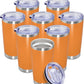 20 oz Tumbler Coffee Tavel Tumblers Bulk with Lid Stainless Steel Double Wall Vacuum Insulated Mug Powder Coated Cups fit Car Cupholder for Hot and Cold - Orange, 8Pack