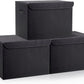 Large 17" 42 Quarts Collapsible Stackable Storage Bins with Lids [3-Pack] Foldable Fabric Linen Storage Boxes Cube, Closet Organizer Baskets with Label (16.7 x 12 x 12", Black)