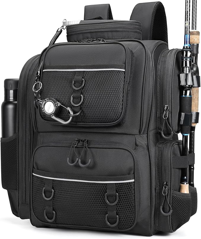 WANOON Fishing Backpack, fishing bag with Rod Holders. Large Ttackle Backpack Strong Materials