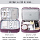 mygreen Electronics Travel Organizer Storage Bag, Double Layer Universal Traveling Gear Accessories Carrying Cover Pouch for iPad Mini Cables Phone Chargers Adapter Flash Hard Drive and More Purple