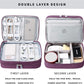 Lanola Travel Cable Organizer Bag, Electronic Accessories Case Portable Double Layer Cable Storage Bag for Cord,phone,Charger, Flash Drive, Phone, SD Card,Personal Items - (Purple)