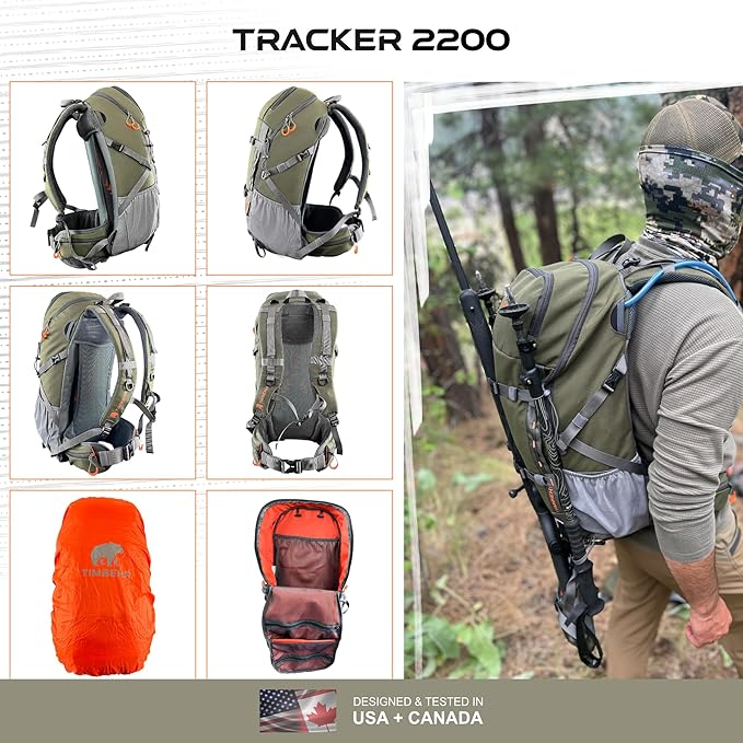 Hunting Backpack with Rifle Gun & Bow Holder Hunting Daypack compatible with YKK Zippers & Buckles, Waterproof Lightweight Tactical Backpack with Rain Cover, Durable, Comfort