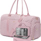 Women Duffle Weekender Travel Bag: Large Duffel Bags with Shoe Compartment Carry On Overnight Tote Bag with Wet Pocket Toiletry Bags Weekend Gym Yoga Hospital Bag for Labor and Delivery Pink 3Pcs Set