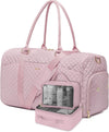 Women Duffle Weekender Travel Bag: Large Duffel Bags with Shoe Compartment Carry On Overnight Tote Bag with Wet Pocket Toiletry Bags Weekend Gym Yoga Hospital Bag for Labor and Delivery Pink 3Pcs Set