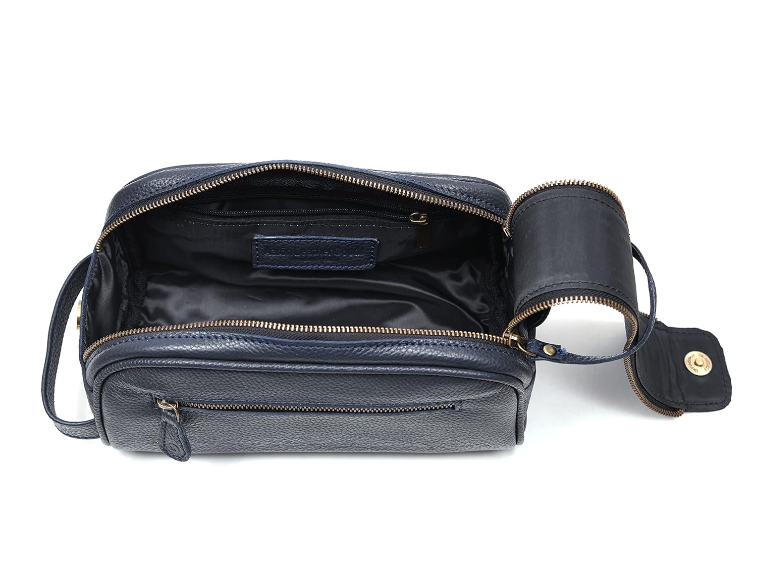 10" Premium Leather Toiletry Travel Pouch With Waterproof Lining | King-Size Handcrafted Vintage Dopp - Kit Gift for Father's Day By Aaron Leather Goods - Roamly