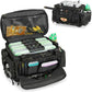 GOBUROS Waterproof Fishing Tackle Bag with Waterproof EVA Bottom (No Tackle Boxes in Package), Soft Tackle Box Storage Bag with Rod Holder, Pliers Storage for Fishing