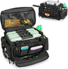 GOBUROS Waterproof Fishing Tackle Bag with Waterproof EVA Bottom (No Tackle Boxes in Package), Soft Tackle Box Storage Bag with Rod Holder, Pliers Storage for Fishing