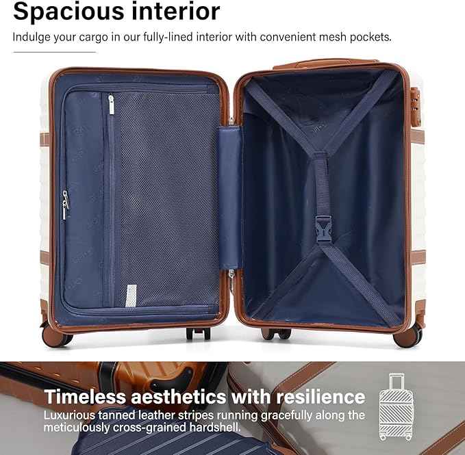 Coolife Luggage Set Suitcase Carry On Luggage PC Hardshell Luggage TSA Lock Spinner Wheels Telescopic Handle