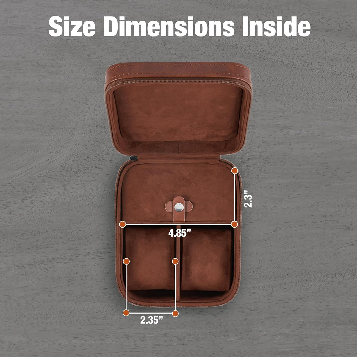 Awesometik Luxury Travel PU Leather Watch Case. Watch Storage Organizer. Watch Display & Watch Holder. Perfect For Watch Collection. Ready to Gift for Men (Brown/Brown, Engraved 2 Slot Watch Case)