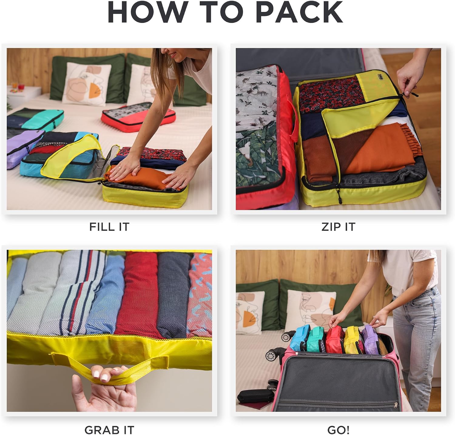 Large Packing Cubes for Travel - 10pc Packing Cubes for Suitcases - Lightweight Luggage Organizer Bags - Roamly