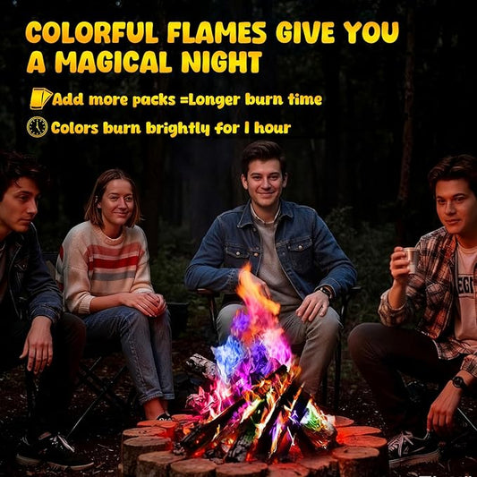 Hotdevil Fire Color Changing Packets (12Pack) Magical Flames Fire for Outdoor Campfires, Fire Pits, Fireplaces,Campfire Accessories, Compatible with Wood
