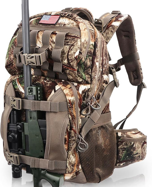 Hunting Backpack, Camo Hunting Backpacks & duffle Bags, Water-resistant Long-Lasting Large Capacity Bow Backpack Hunting Pack For Hunting Gear Accessories (Stealth Reed Camo)