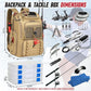 Fishing Tackle Backpack,Tackle Bag with 2 Rod Holders,Water-Resistant Large Storage Fishing Gear and Equipment (B-Khaki with 4 Tackle Boxes)
