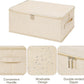 ANMINY Storage Bins with Zipper Lids 13 Qt Lidded Fabric Storage Boxes Baskets Cubes with Handles Collapsible Washable Cotton Linen Closet Shelf Clothes Organizer Containers - Beige, Small
