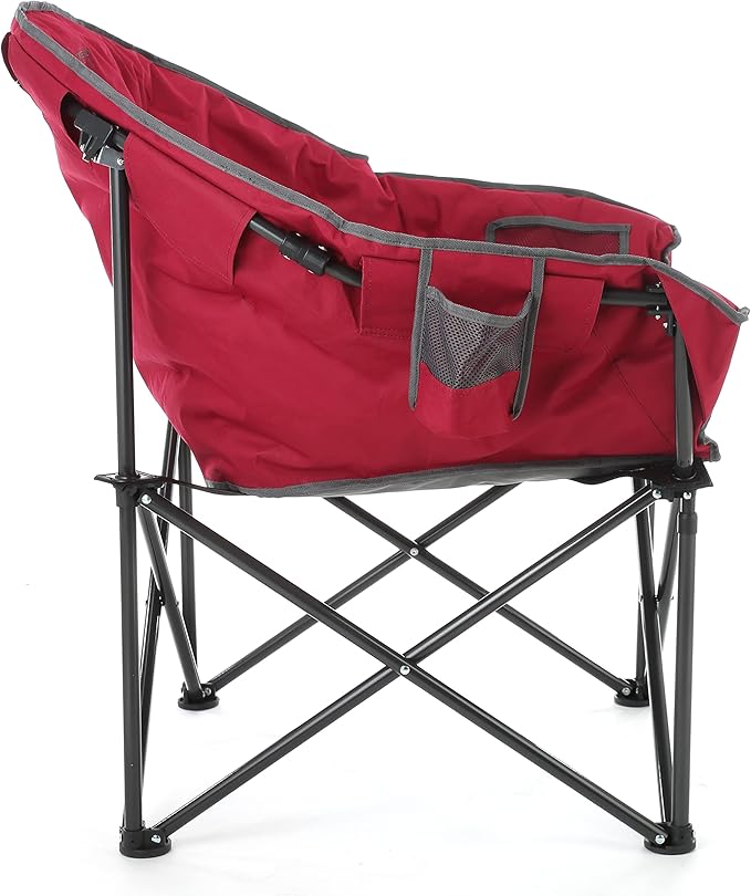 ARROWHEAD OUTDOOR Oversized Heavy-Duty Club Folding Camping Chair with Pocket, Cup Holder, Portable, Padded, Moon, Round, Saucer, Supports 330lbs, Carrying Bag