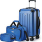 Amazon Basics 3-Piece Luggage Set, Including Carry-On Luggage (22" Expandable Hardside Suitcase With 8 Spinner Wheels), 15" Tote Bag, and 10" Compact Travel Bag, Navy Blue - Roamly
