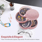 CONBOLA Travel Jewelry Case Box, Small Jewelry Organizer Earring Holder for Women, 5-Layer Rotating Jewelry Storage Tray with Lid for Bracelets Rings Bracelets